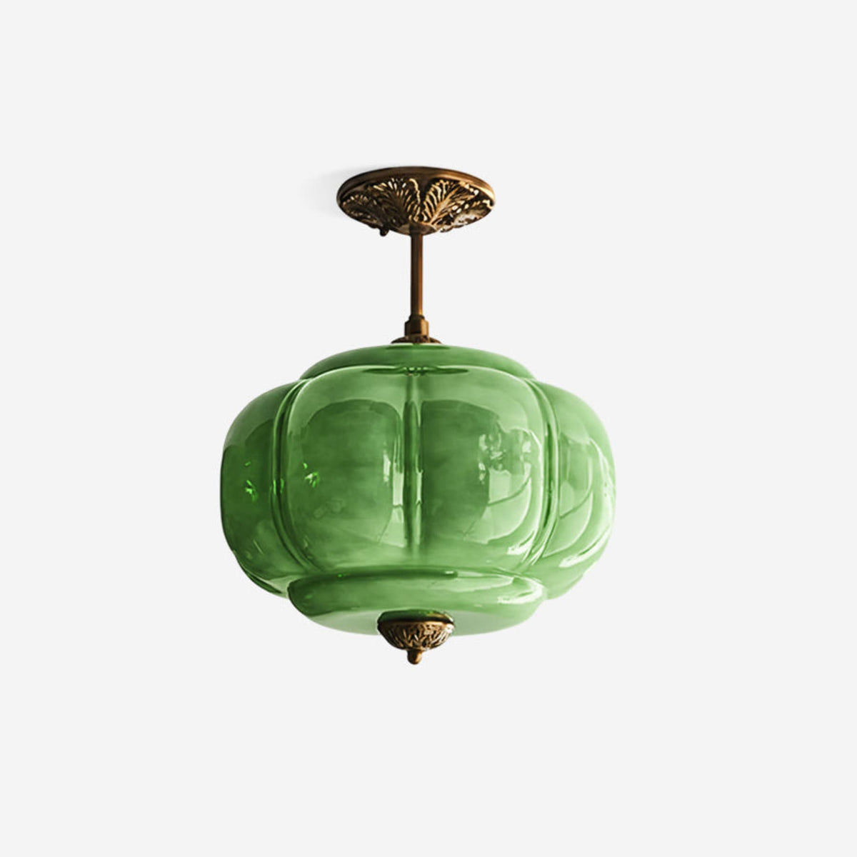 Retro Wrought Iron and Glass Semi-Flush Ceiling Light With Tri-Color Light — Greenwich Home & Living
