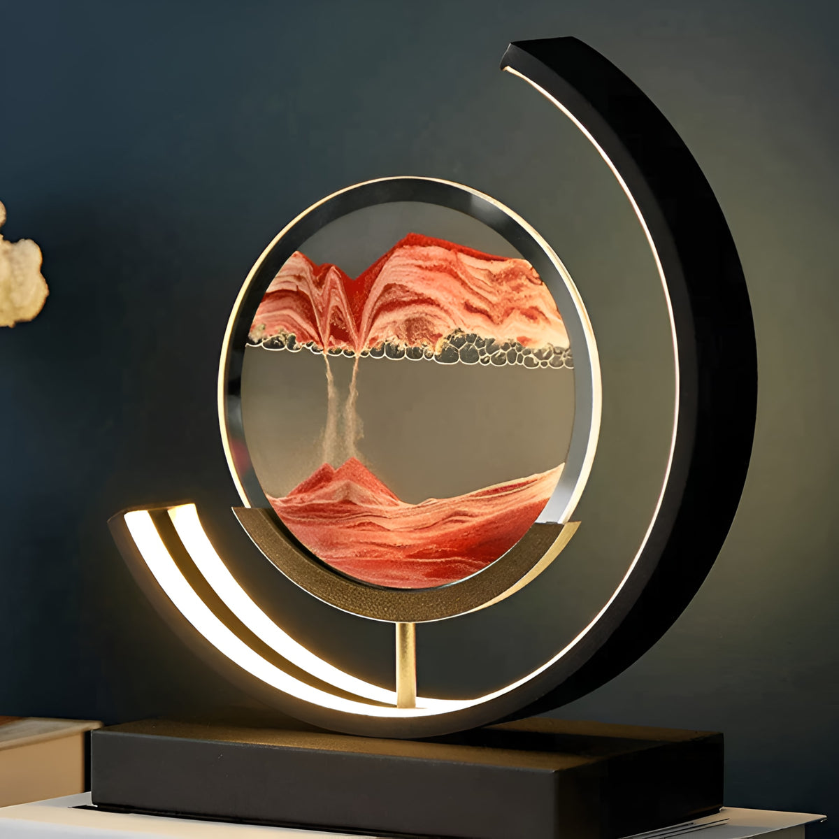 Contemporary Matte Metal Table Lamp With Tri-Color Light in Red — Greenwich Home & Living