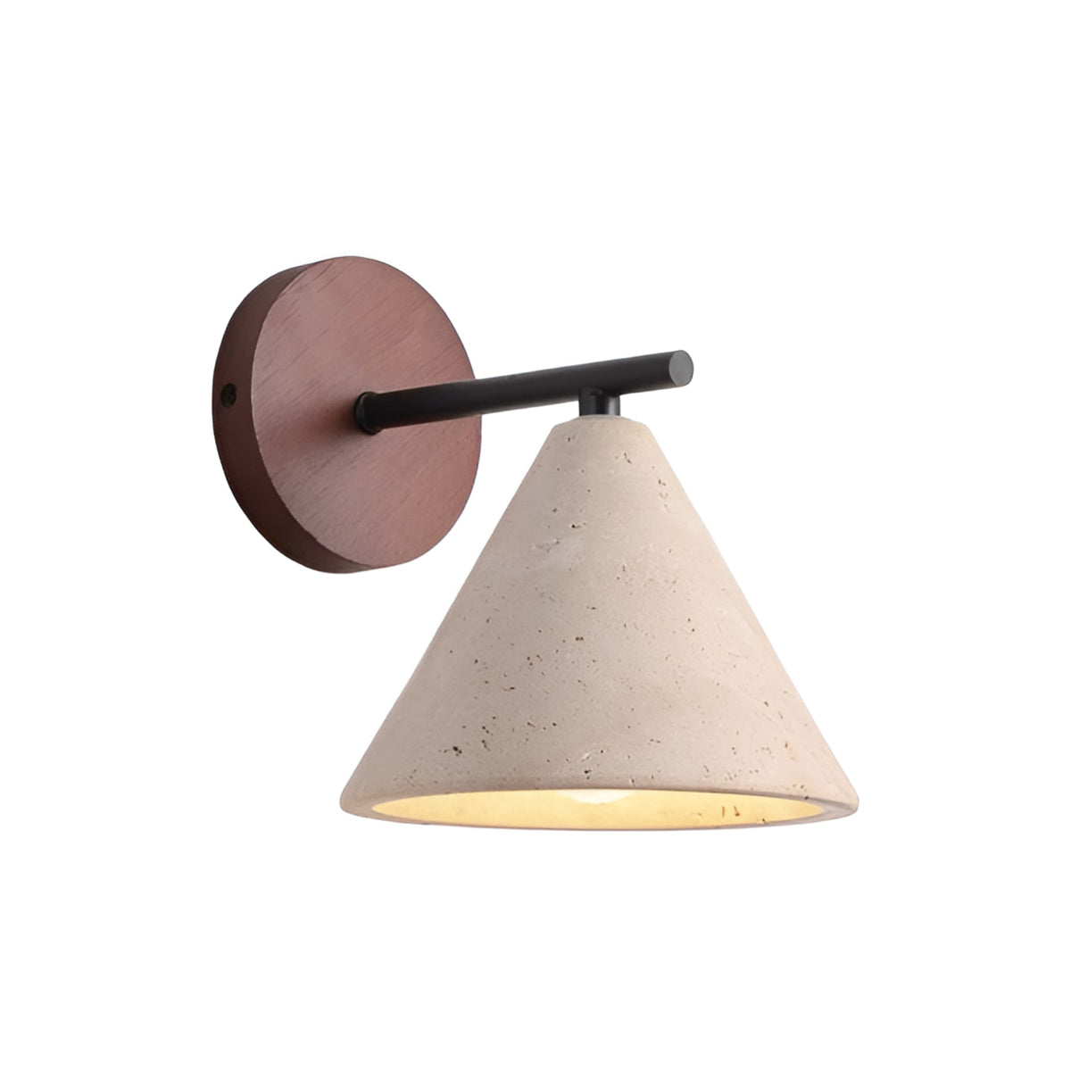 Modern Travertine and Walnut Wall Light With Warm LED Glow — Greenwich Home & Living