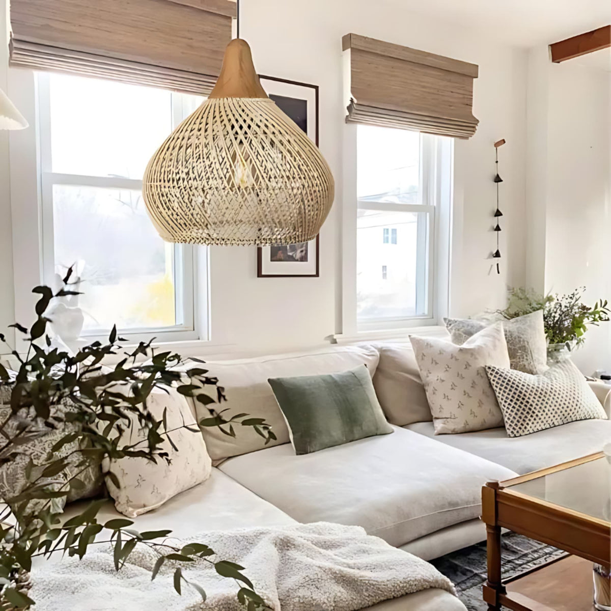 Woven Rattan Bohemian Pendant Light for Living and Dining Rooms — Greenwich Home & Living