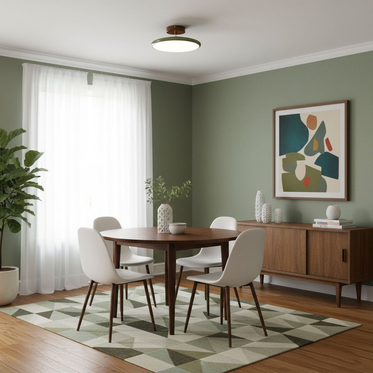 Retro Metal Semi-Flush Mount Ceiling Light With Three-Color Light — Greenwich Home & Living