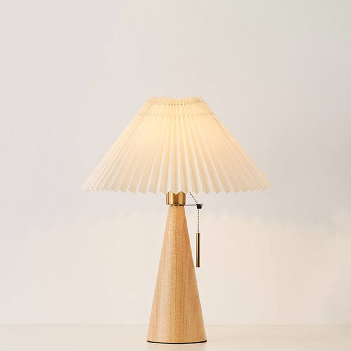 Scandinavian Wood Table Lamp With Fabric Shade in Light Brown — Greenwich Home & Living