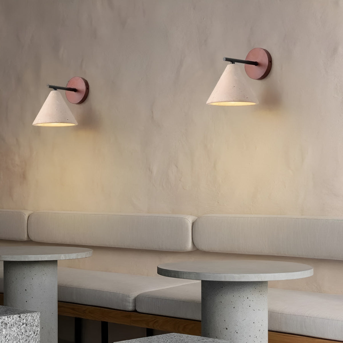 Modern Travertine and Walnut Wall Light With Warm LED Glow — Greenwich Home & Living