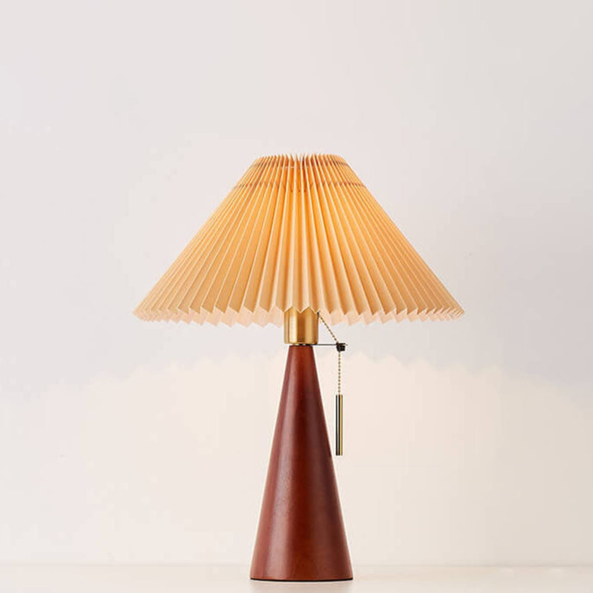 Scandinavian Wood Table Lamp With Fabric Shade in Walnut — Greenwich Home & Living