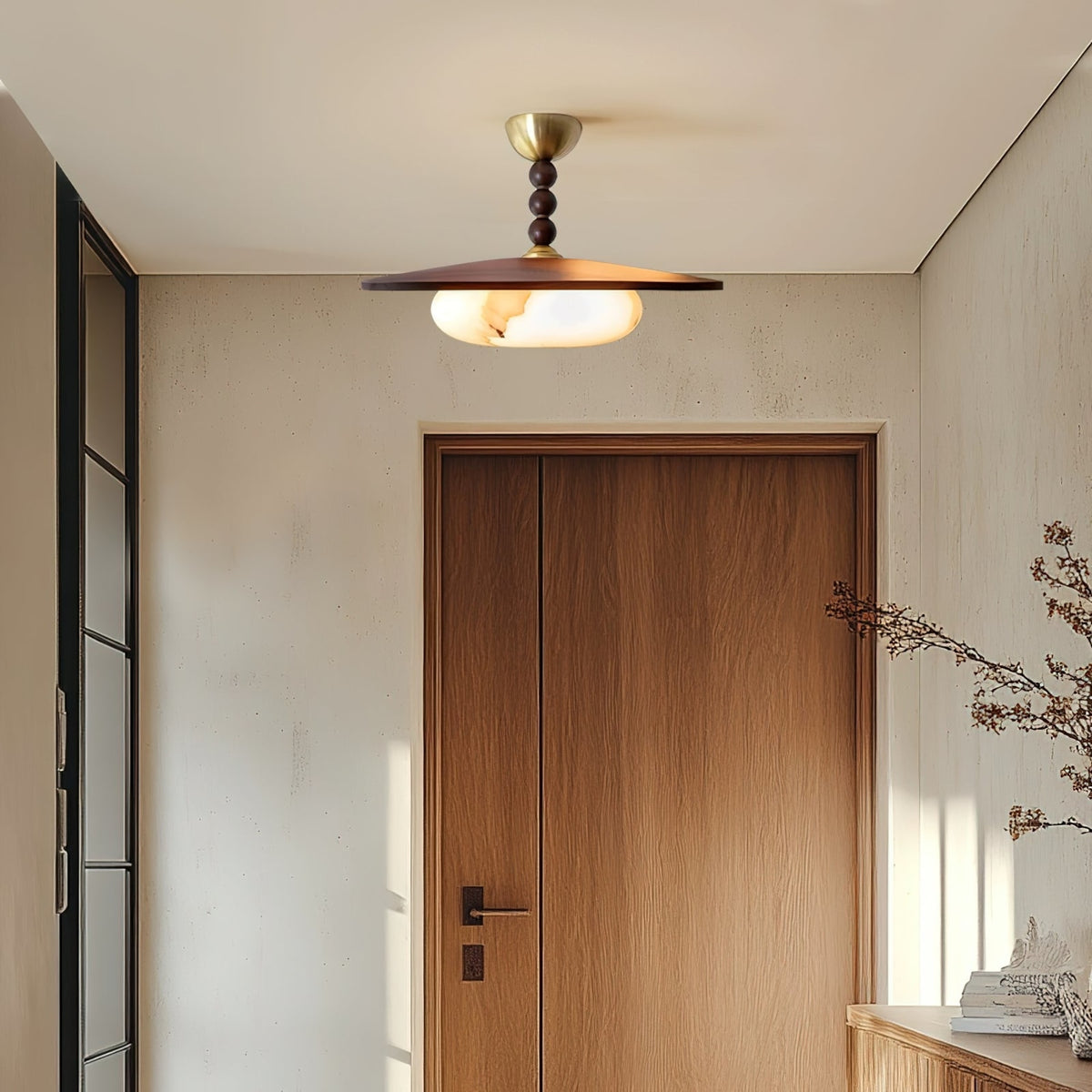Contemporary Ash Wood Semi-Flush Mount Ceiling Light With Tri-Color Light — Greenwich Home & Living