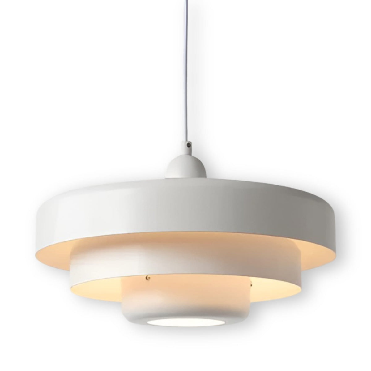 Retro Glass Pendant Light With Warm White Glow For Living And Dining Rooms in White — Greenwich Home & Living