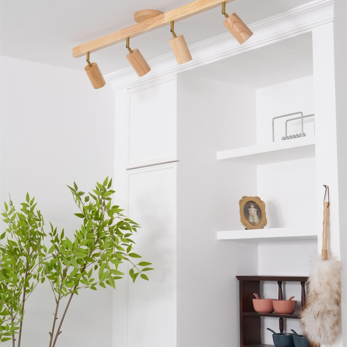 Modern Linear Walnut Wood Ceiling Light With Selectable Color Temperature — Greenwich Home & Living