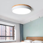 Minimalist Wood Flush Mount Ceiling Light With Remote Dimming — Greenwich Home & Living