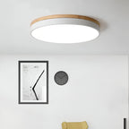 Minimalist Wood Flush Mount Ceiling Light With Remote Dimming — Greenwich Home & Living