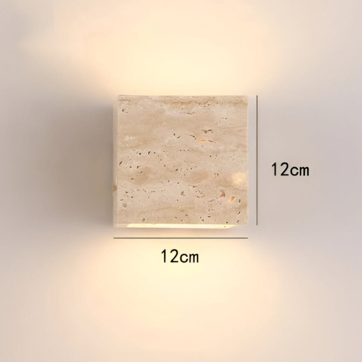 Minimalist Travertine Stone Square Wall Light With Warm LED Glow — Greenwich Home & Living