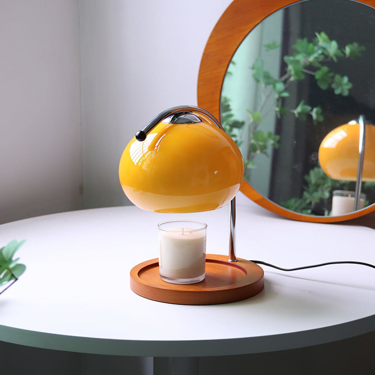 Retro Iron and Solid Wood Table Lamp for Living Room and Bedroom in Yellow — Greenwich Home & Living