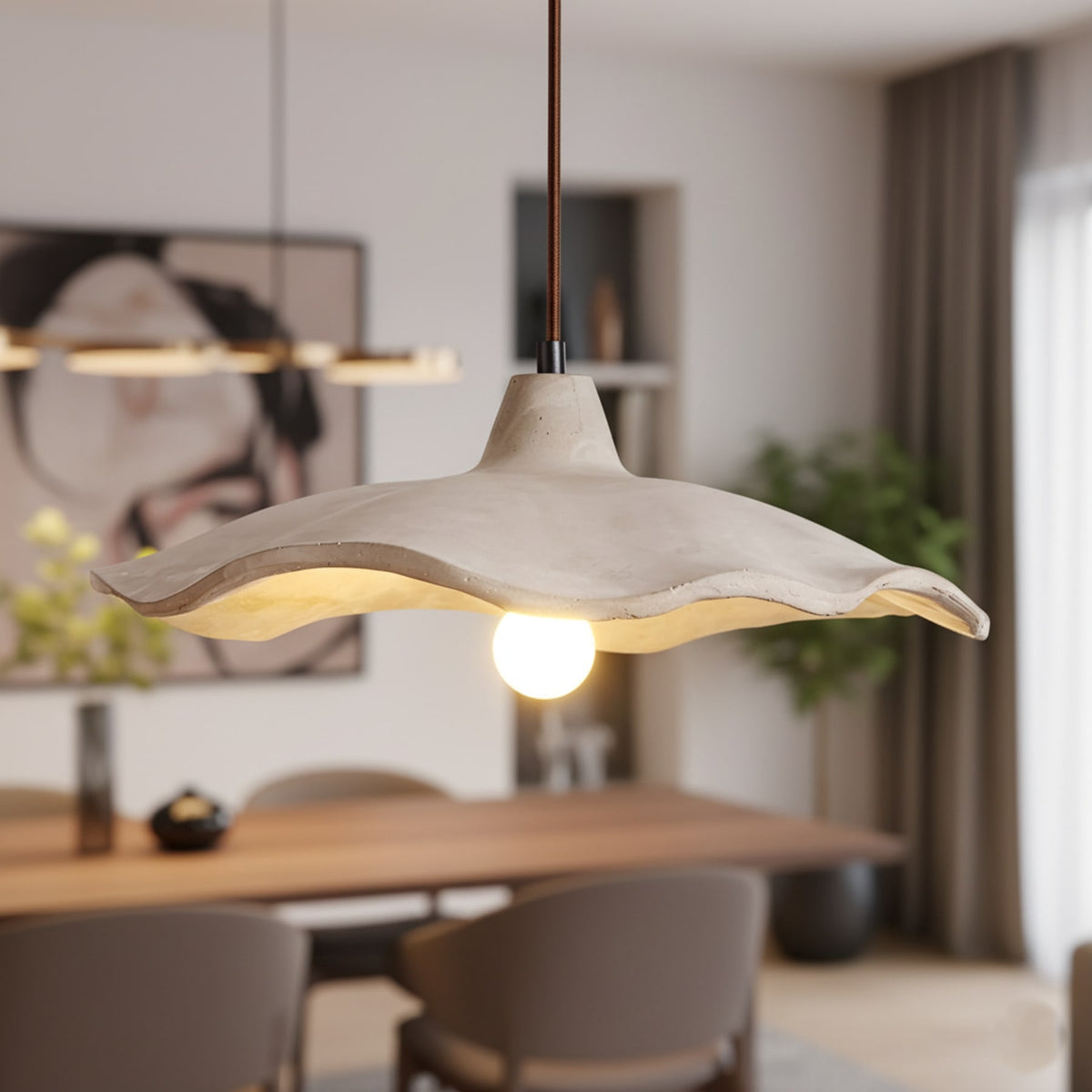 Minimalist Concrete Pendant Light With Warm White LED for Dining Room — Greenwich Home & Living