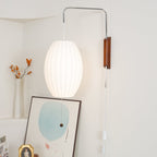 Modern Silk and Walnut Wood Wall Light for Bedroom and Living Room — Greenwich Home & Living