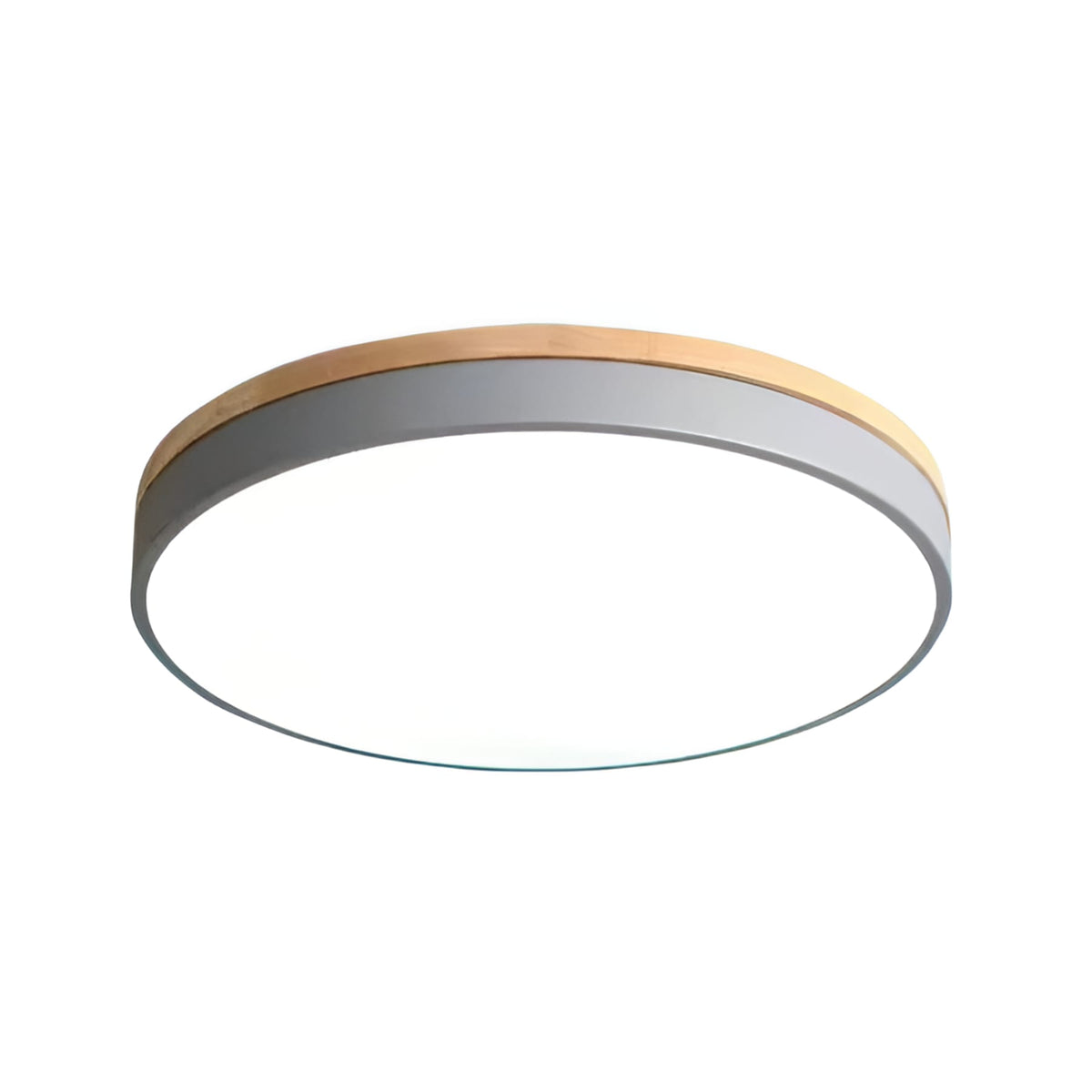Minimalist Wood Flush Mount Ceiling Light With Remote Dimming in Gray — Greenwich Home & Living