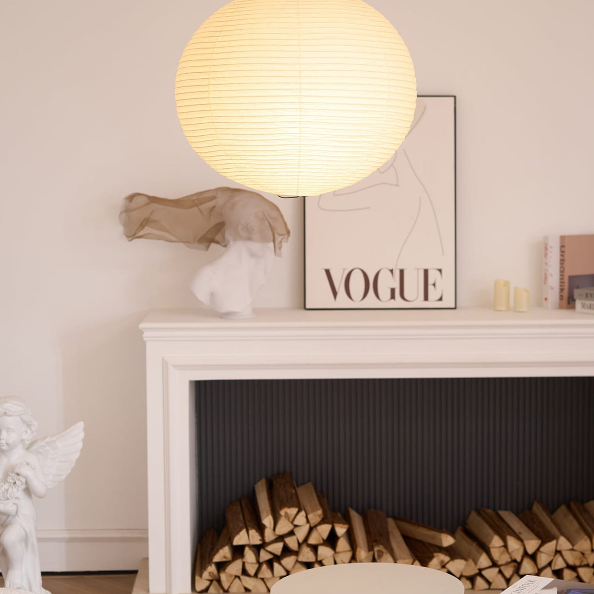 Minimalist Round Lantern Pendant Light With Warm Bulb Included for Living Room — Greenwich Home & Living