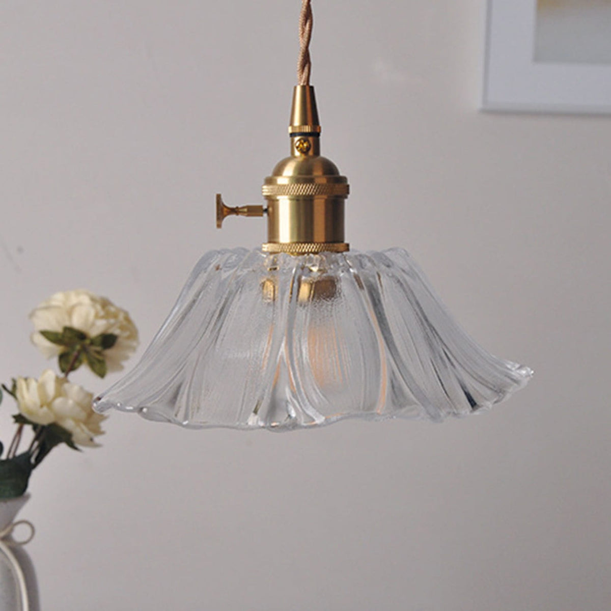 Retro Copper and Glass Pendant Light for Living Room in Clear — Greenwich Home & Living