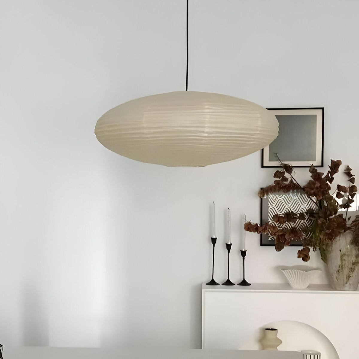 Bohemian Rattan Pendant Light With Xuan Paper Shade for Living Room — Greenwich Home & Living