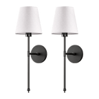 Transitional Aluminum Wall Light With Rechargeable Remote-Control Bulb in Black — Greenwich Home & Living
