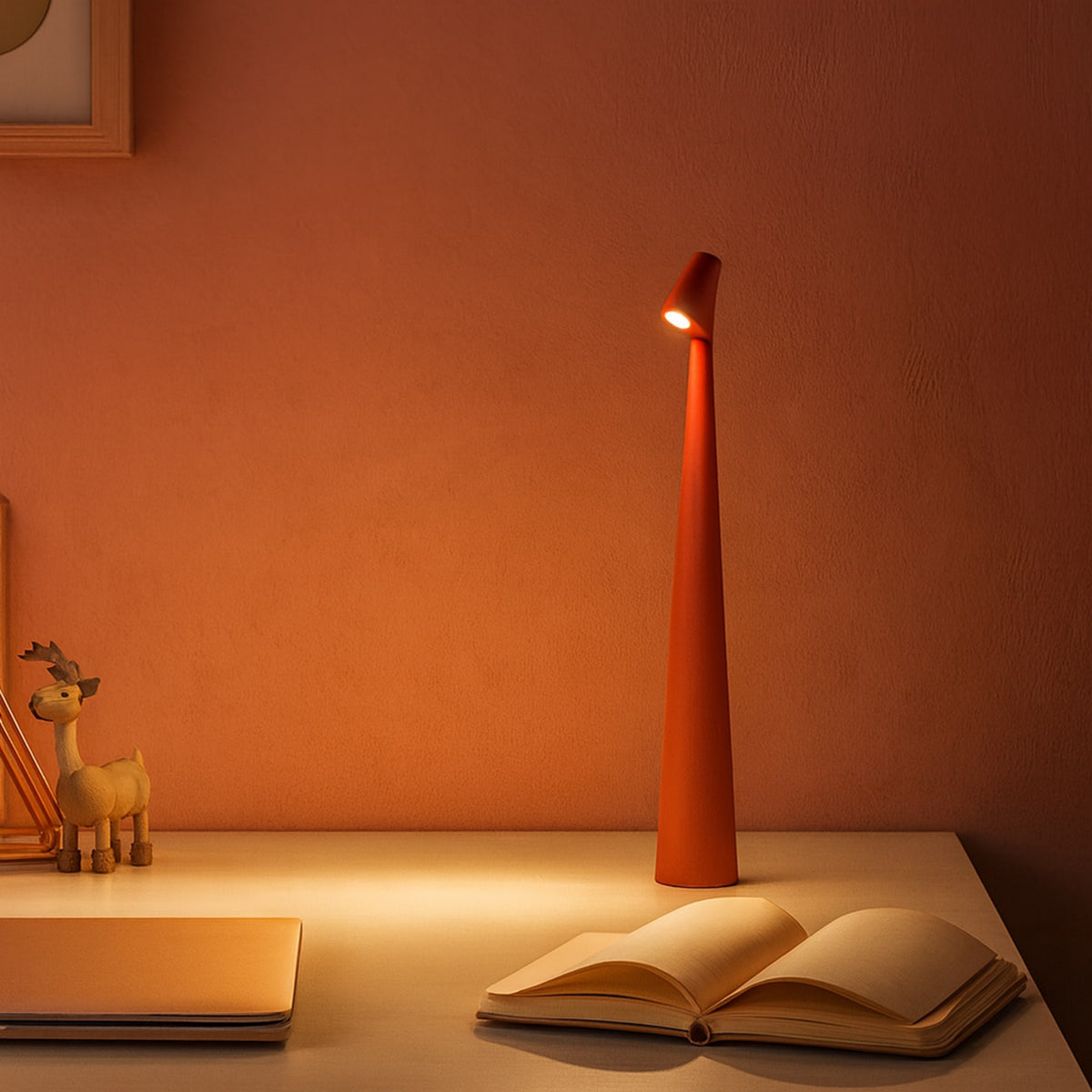 Minimalist Rechargeable Table Lamp With Tri-Color Dimming in Red — Greenwich Home & Living
