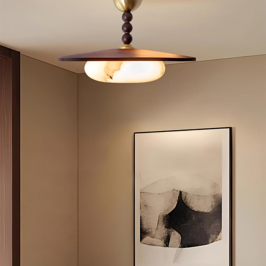 Contemporary Ash Wood Semi-Flush Mount Ceiling Light With Tri-Color Light — Greenwich Home & Living