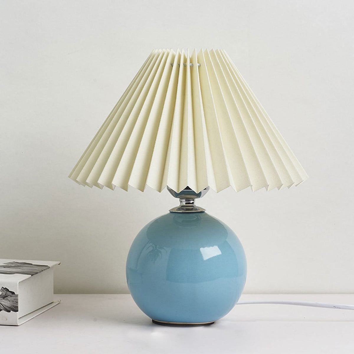 Contemporary Ceramic Table Lamp With Fabric Shade for Living Room in Light Blue — Greenwich Home & Living