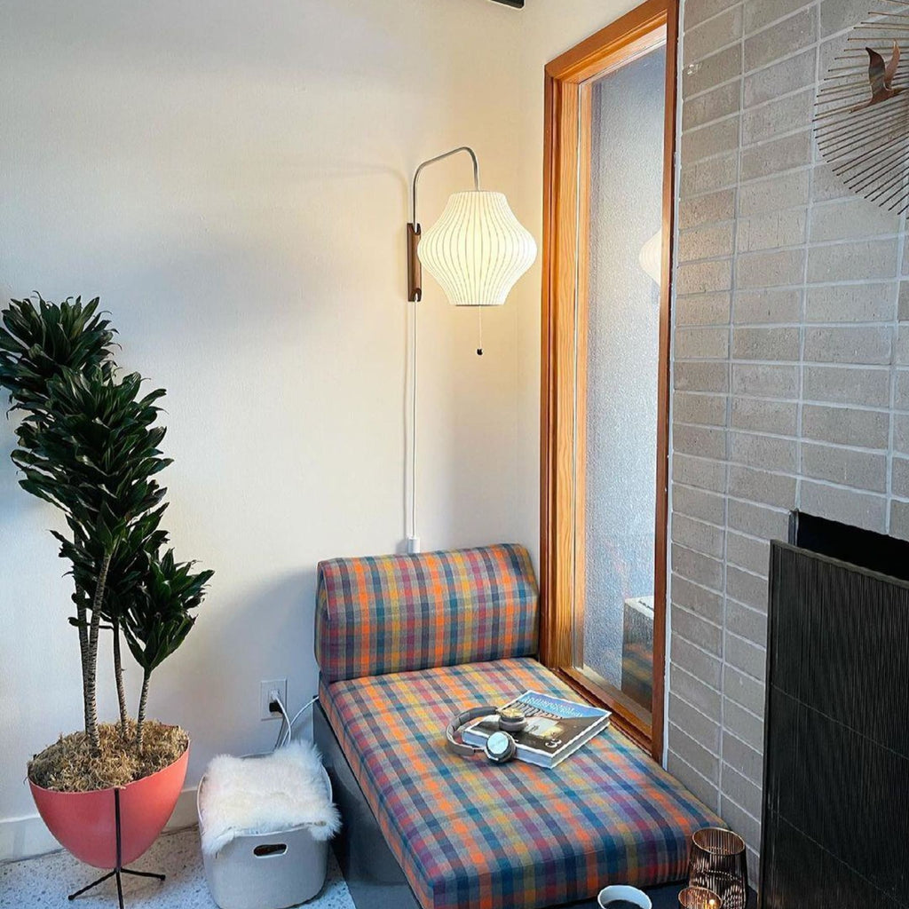 Modern Silk and Walnut Wood Wall Light for Bedroom and Living Room — Greenwich Home & Living