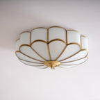 Traditional Brass and Glass Flush Mount Ceiling Light for Living Room — Greenwich Home & Living