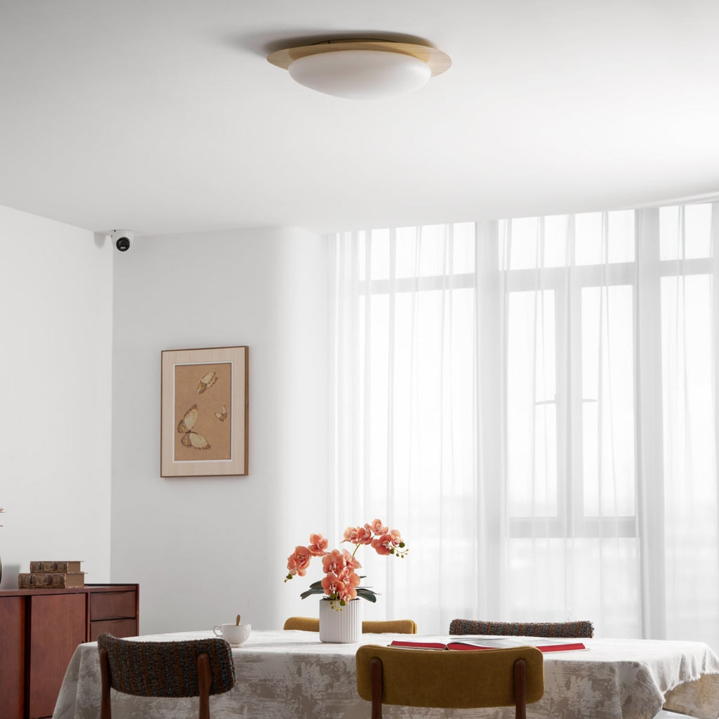 Scandinavian Wood Flush Mount Ceiling Light With Adjustable Color Temperature — Greenwich Home & Living