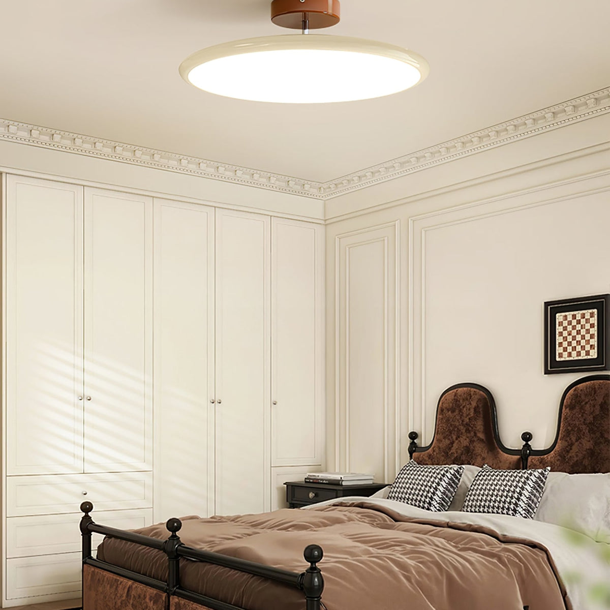 Retro Metal Semi-Flush Mount Ceiling Light With Three-Color Light — Greenwich Home & Living