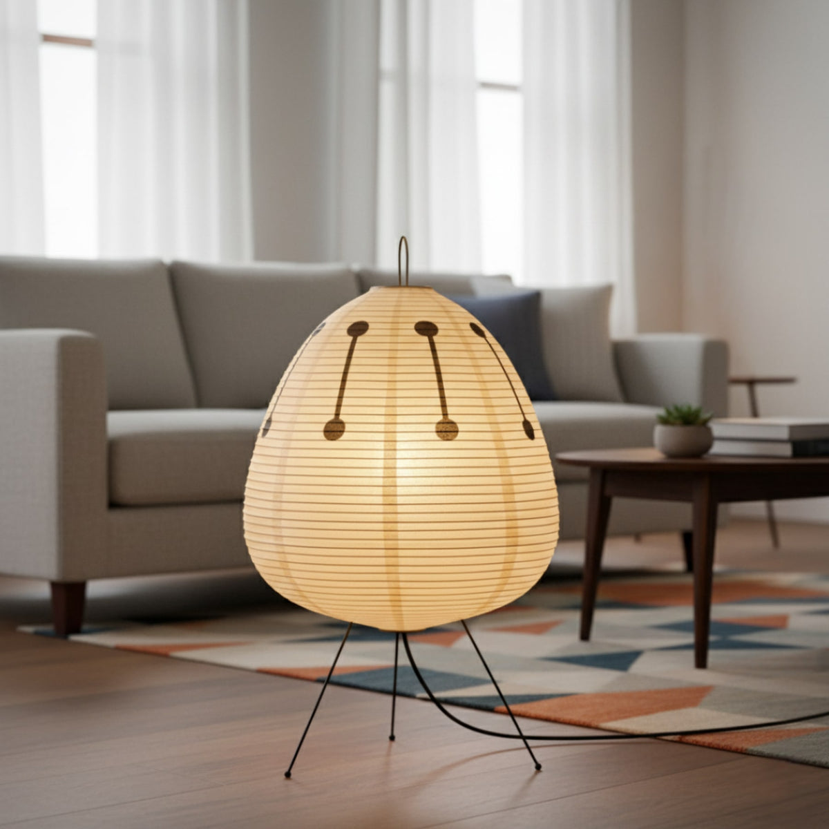 Minimalist Rice Paper Floor Lamp With Tri-Color Light for Living Room — Greenwich Home & Living