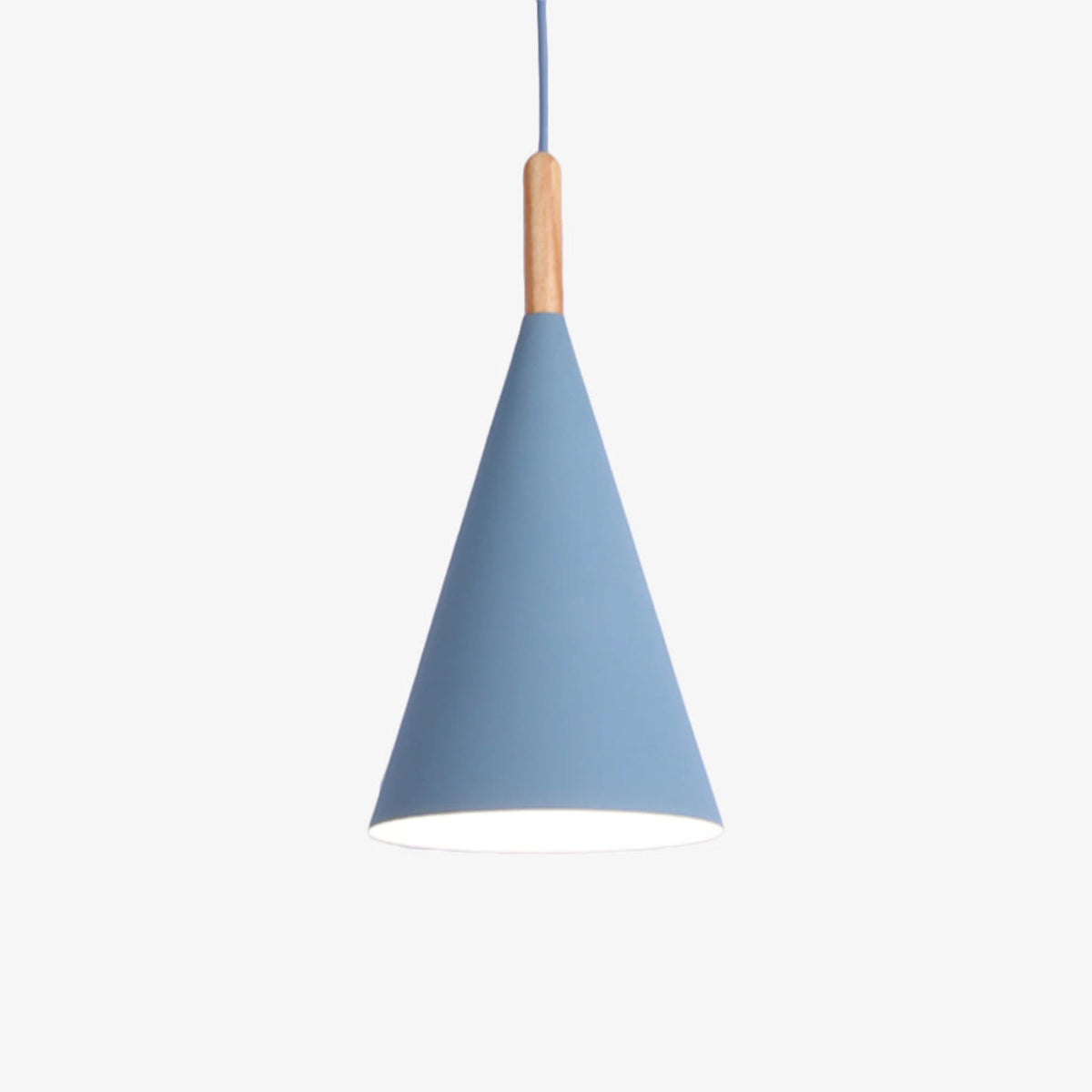 Scandinavian Wood And Aluminum Pendant Light With Three-Color Light For Dining Room in Blue — Greenwich Home & Living
