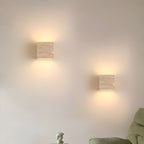 Minimalist Travertine Stone Square Wall Light With Warm LED Glow — Greenwich Home & Living