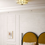 Traditional Brass and Glass Flush Mount Ceiling Light for Living Room — Greenwich Home & Living