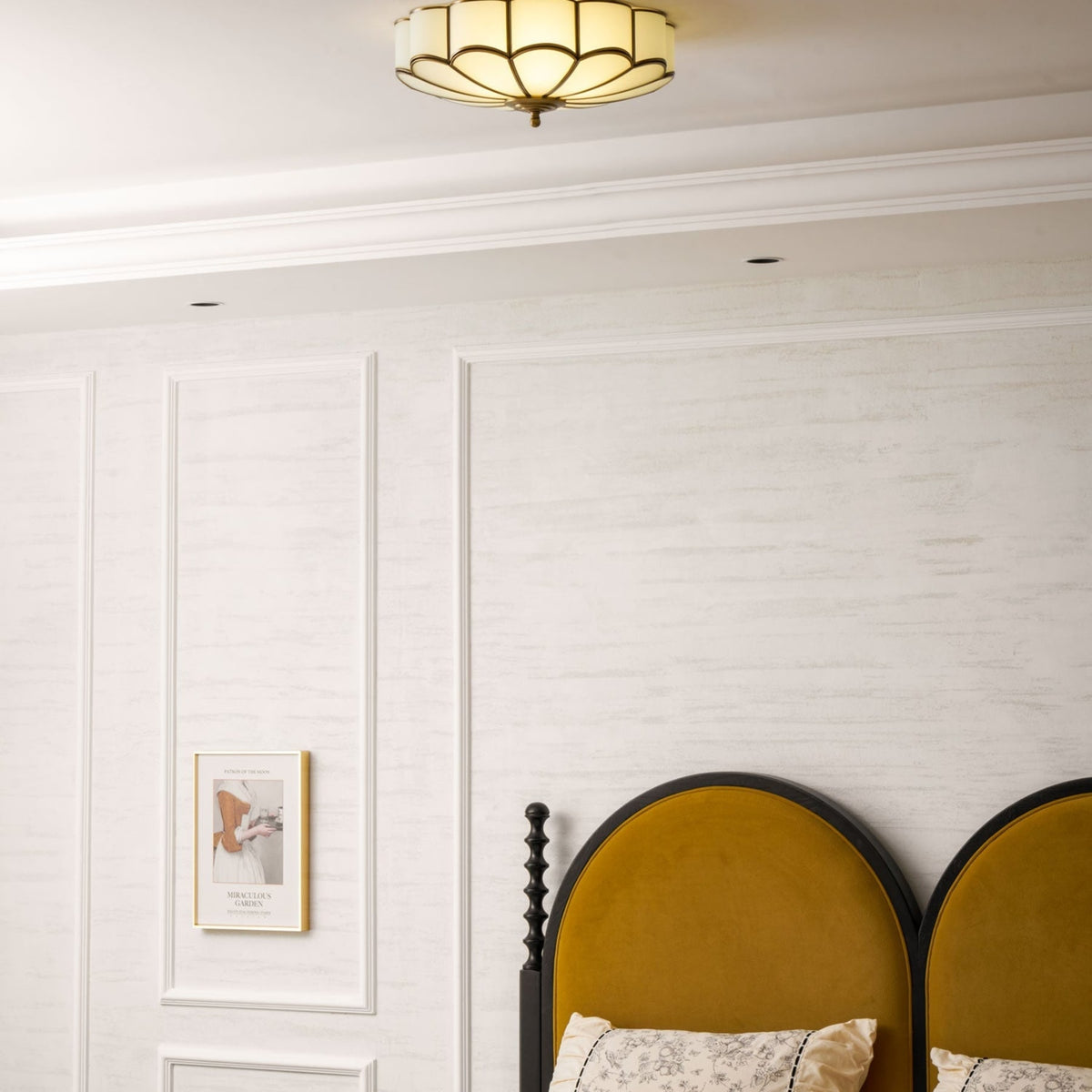 Traditional Brass and Glass Flush Mount Ceiling Light for Living Room — Greenwich Home & Living