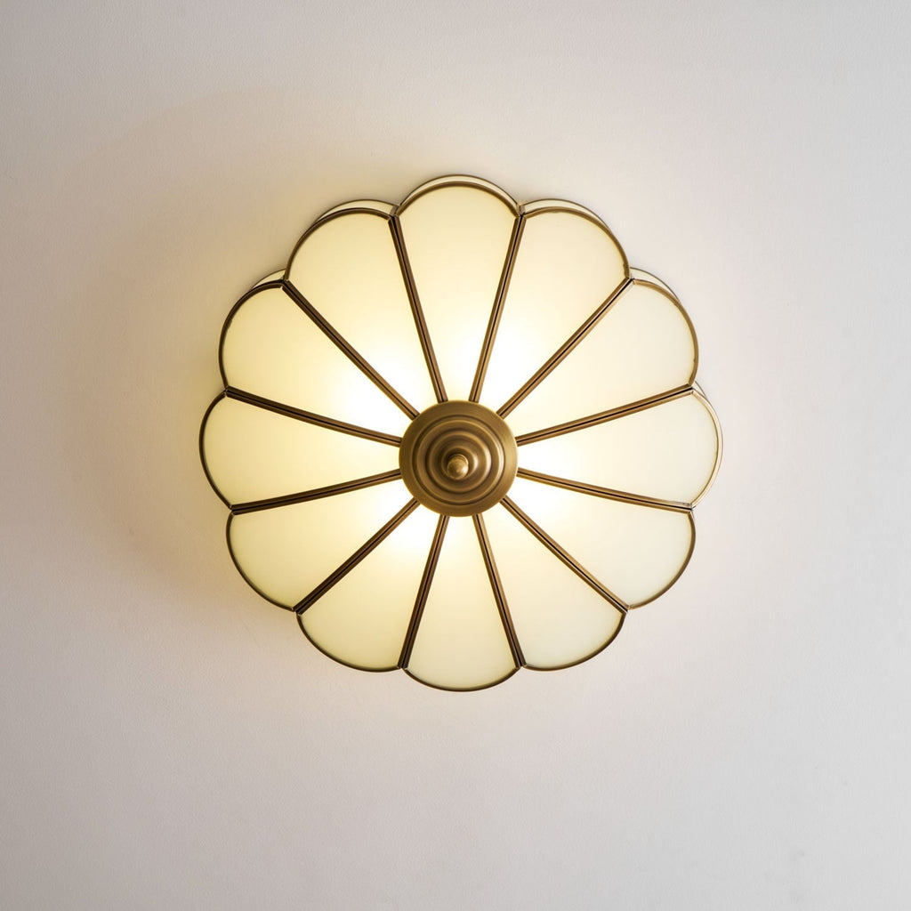 Traditional Brass and Glass Flush Mount Ceiling Light for Living Room — Greenwich Home & Living