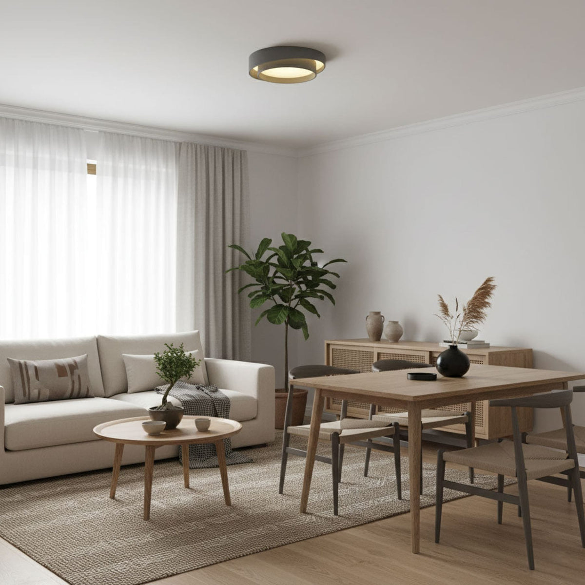Minimalist Metal Flush Mount Ceiling Light With Bright Daylight LED — Greenwich Home & Living