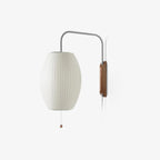 Modern Silk and Walnut Wood Wall Light for Bedroom and Living Room — Greenwich Home & Living