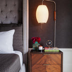 Modern Silk and Walnut Wood Wall Light for Bedroom and Living Room — Greenwich Home & Living