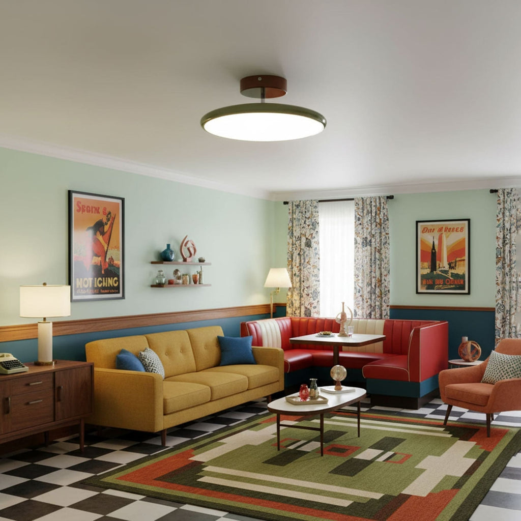 Retro Metal Semi-Flush Mount Ceiling Light With Three-Color Light — Greenwich Home & Living