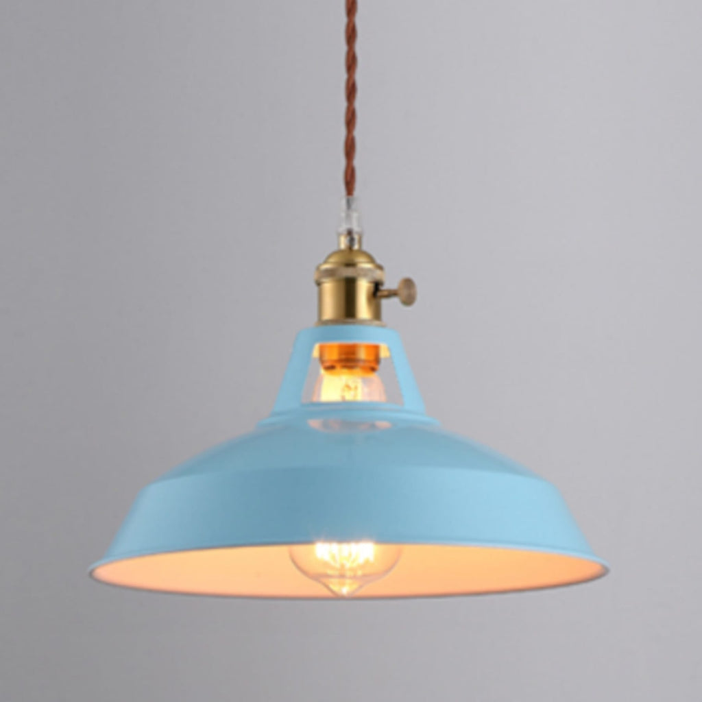 Industrial Metal Pendant Light With Warm Glow for Kitchen and Dining Room in Blue — Greenwich Home & Living