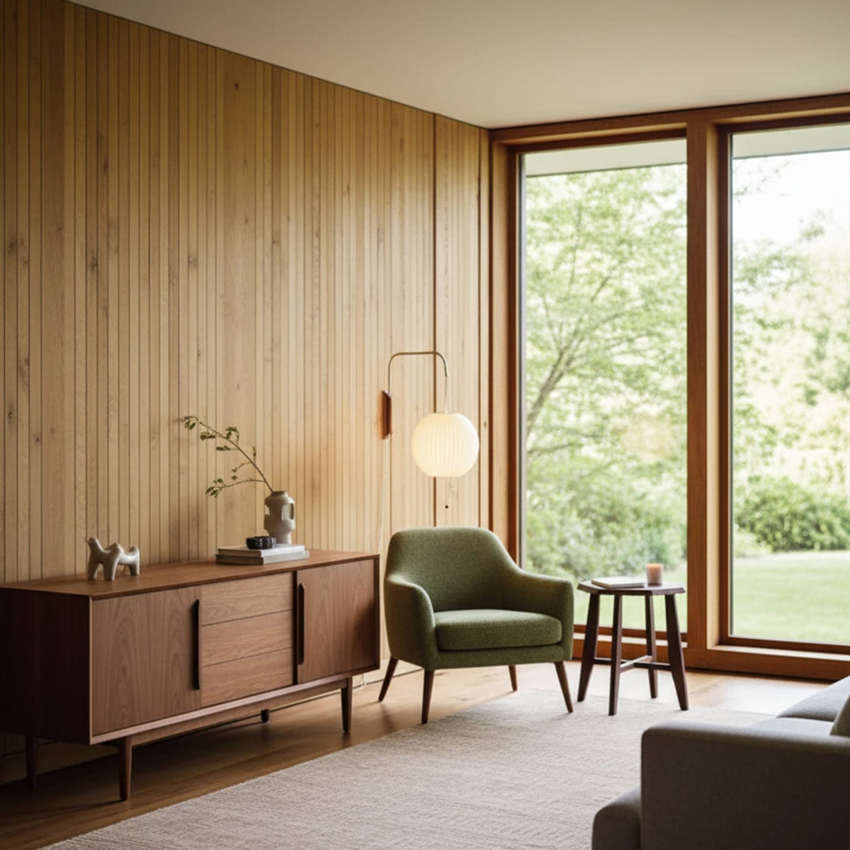 Modern Silk and Walnut Wood Wall Light for Bedroom and Living Room — Greenwich Home & Living