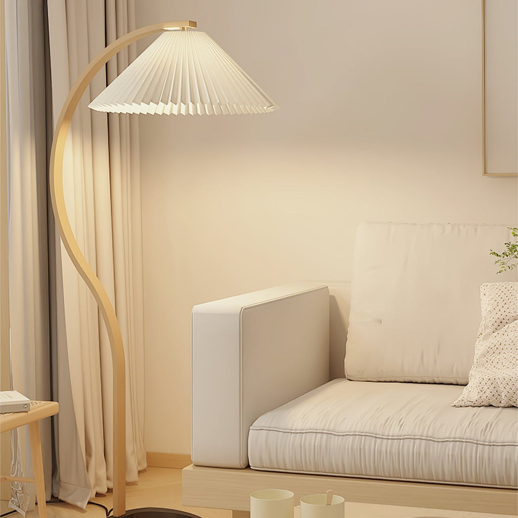Scandinavian Wood Floor Lamp With Fabric Shade for Living Room — Greenwich Home & Living