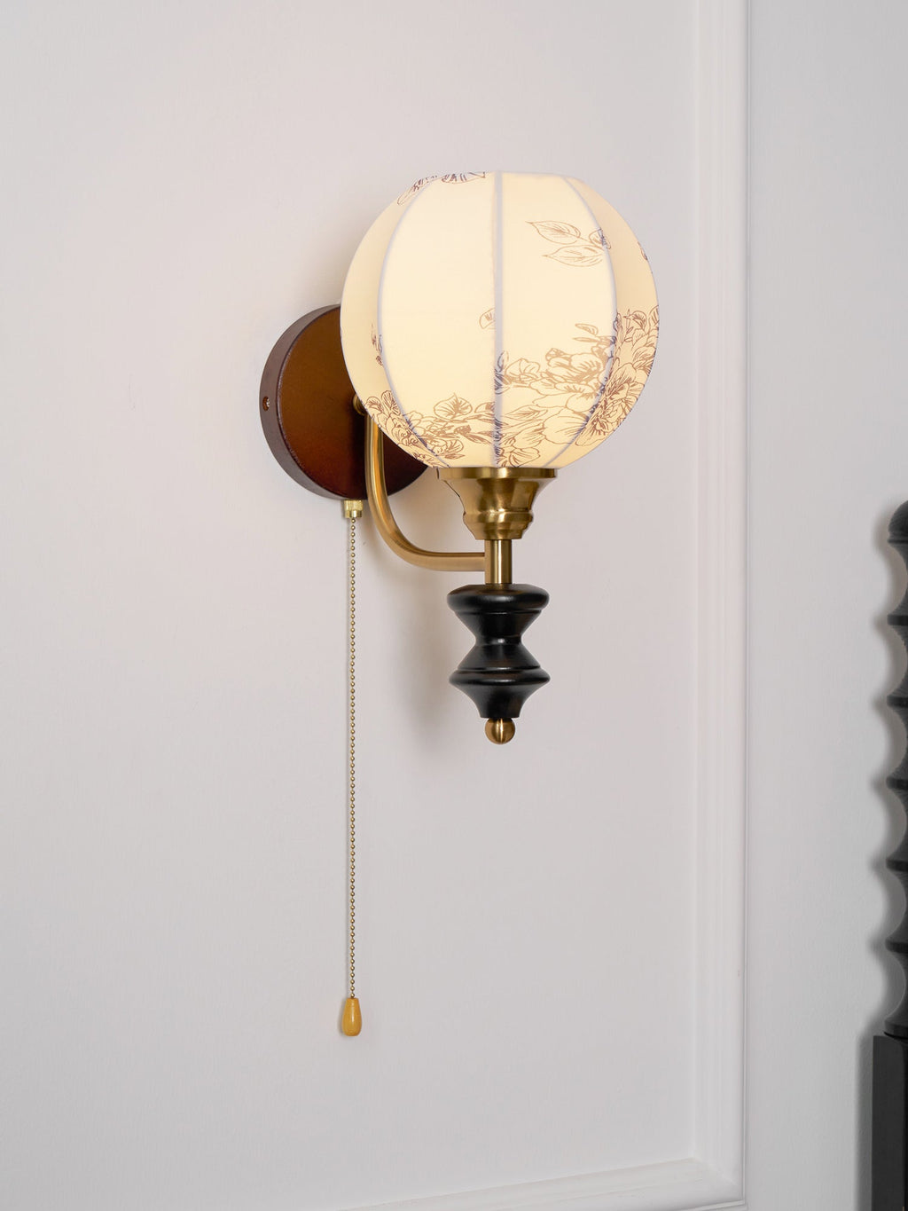 Retro Wood and Fabric Wall Sconce With Warm LED Glow — Greenwich Home & Living