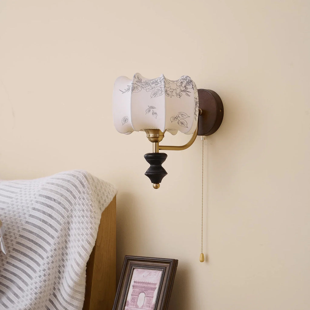 Retro Wood and Fabric Wall Sconce With Warm LED Glow — Greenwich Home & Living