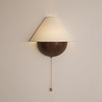 Transitional Travertine Wall Sconce With Warm Dimmable Glow in Walnut Wood Grain — Greenwich Home & Living