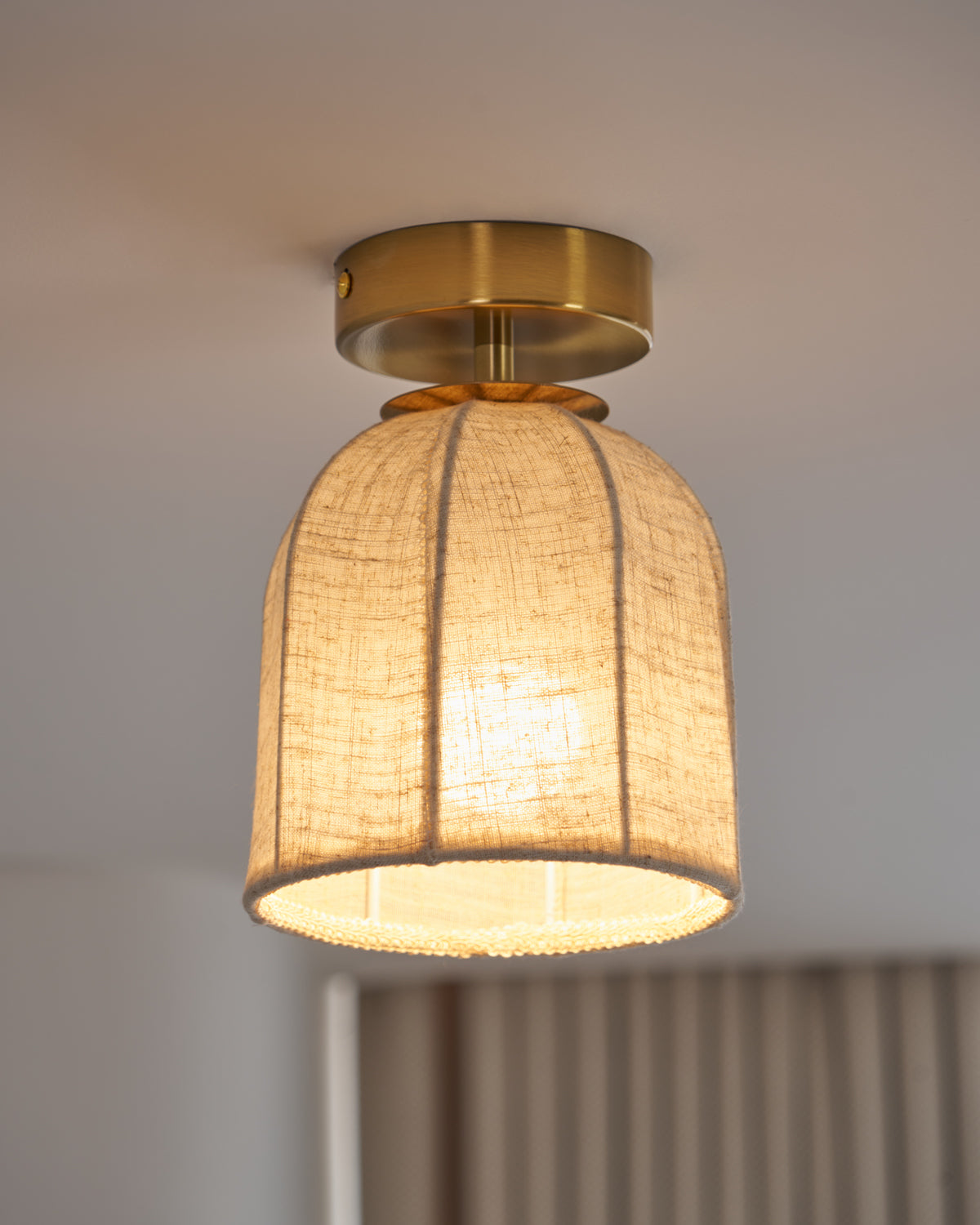 Modern Fabric Semi-Flush Mount Ceiling Light With Metallic Accent — Greenwich Home & Living