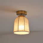 Modern Fabric Semi-Flush Mount Ceiling Light With Metallic Accent — Greenwich Home & Living