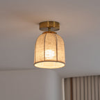 Modern Fabric Semi-Flush Mount Ceiling Light With Metallic Accent — Greenwich Home & Living