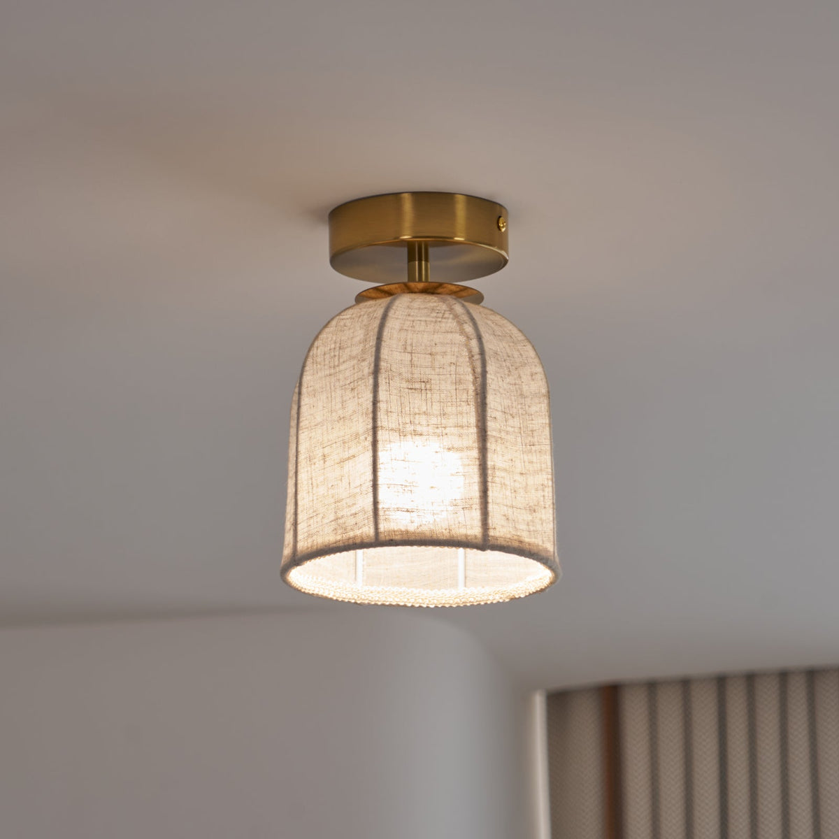 Modern Fabric Semi-Flush Mount Ceiling Light With Metallic Accent — Greenwich Home & Living