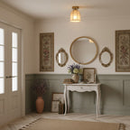 Modern Fabric Semi-Flush Mount Ceiling Light With Metallic Accent — Greenwich Home & Living